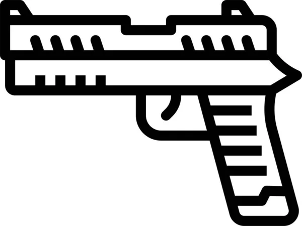 Esbozo Pistola Icono Guerra Militar Estilo Esquema — Vector de stock