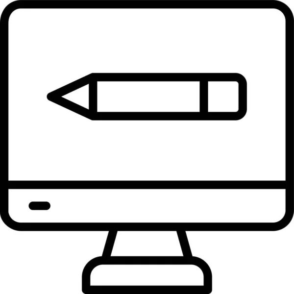 Icono Del Monitor Escritorio Computadora Estilo Esquema — Vector de stock