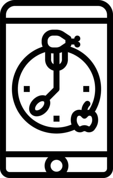 Icono Del Plan Comidas Reloj Estilo Esquema — Vector de stock