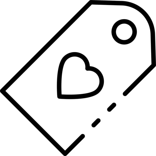Etikett Hjärta Kärlek Ikon Kontur Stil — Stock vektor