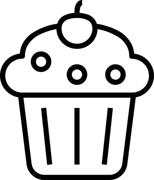 Gâteau Tasse Icône Douce Dans Style Contour — Image vectorielle