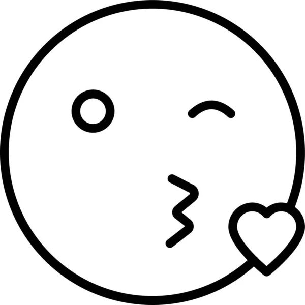Mencium Ikon Emoji Emoticon Dalam Gaya Garis Besar - Stok Vektor