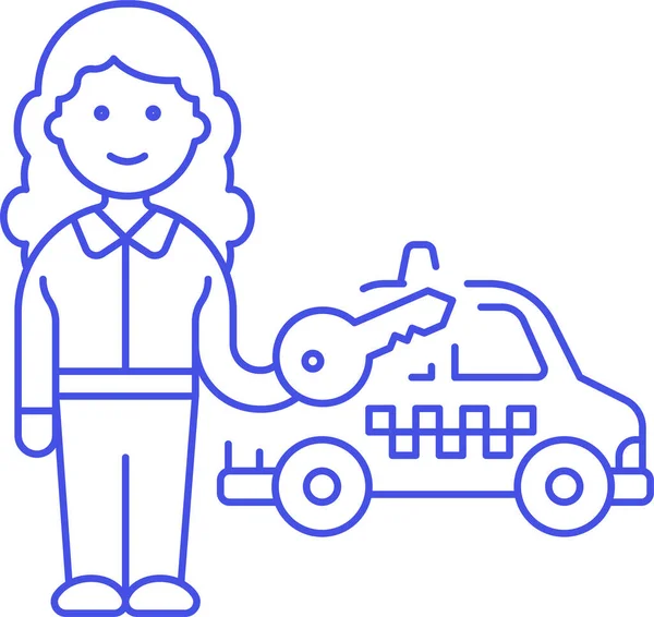 Εμπορικό Εικονίδιο Οδηγού Γυναίκας Οχήματα Τρόπους Μεταφοράς Κατηγορία — Διανυσματικό Αρχείο