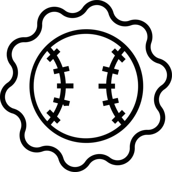 Balle Baseball Icône Sport Dans Style Contour — Image vectorielle