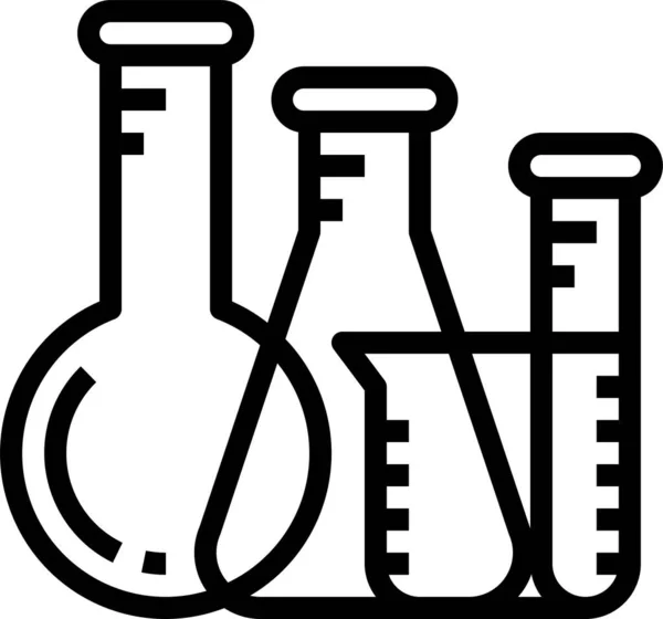 Chemiekolben Laborsymbol Outline Stil — Stockvektor