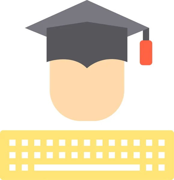 Graduate Kennis Leren Pictogram Platte Stijl — Stockvector