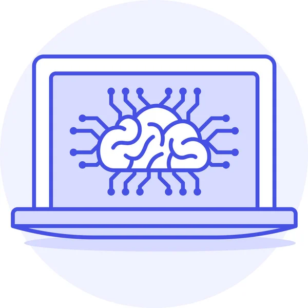 Brain Artificial System Icon Filled Outline Style — Stock Vector
