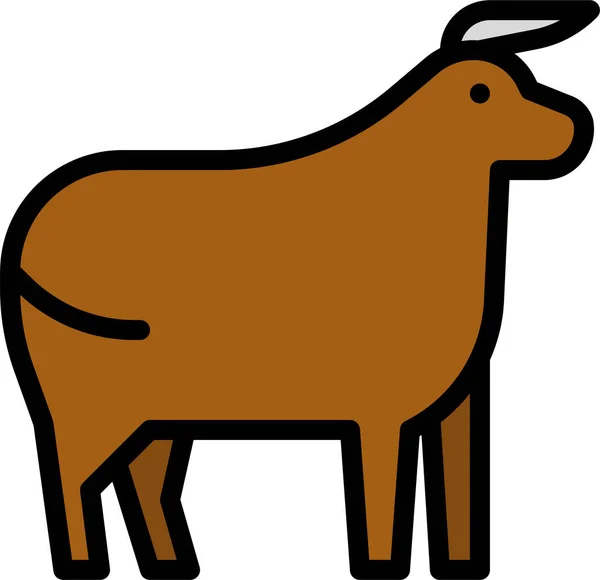 Animaux Bœuf Icône Vache Dans Style Contour Rempli — Image vectorielle