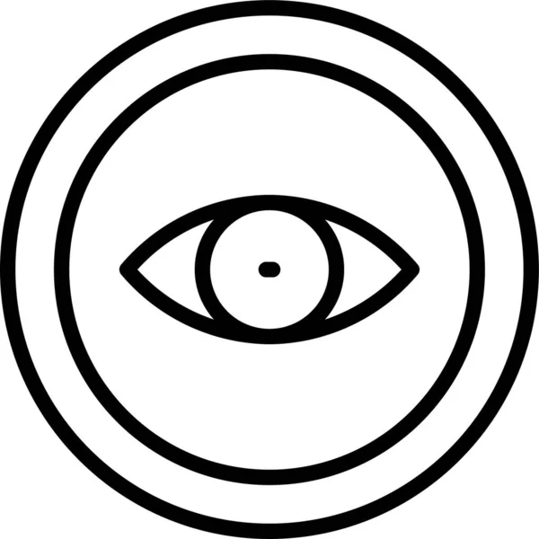 Cercle Oeil Icône Recherche Dans Style Contour — Image vectorielle