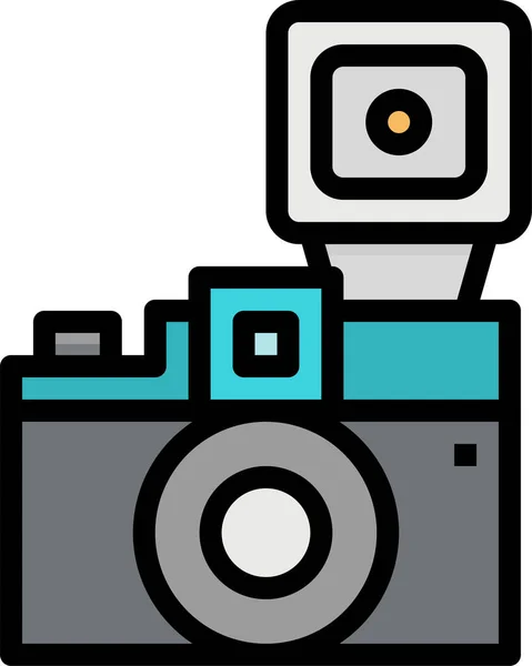 Antieke Camera Lomografie Icoon Gevulde Outline Stijl — Stockvector