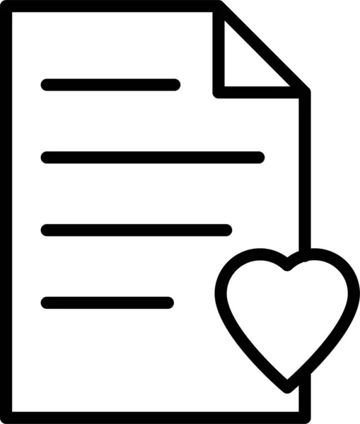 Love Document Report Icon Umrissstil — Stockvektor