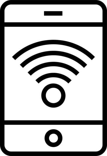 Smartphone Mobile Icône Wifi Dans Style Contour — Image vectorielle