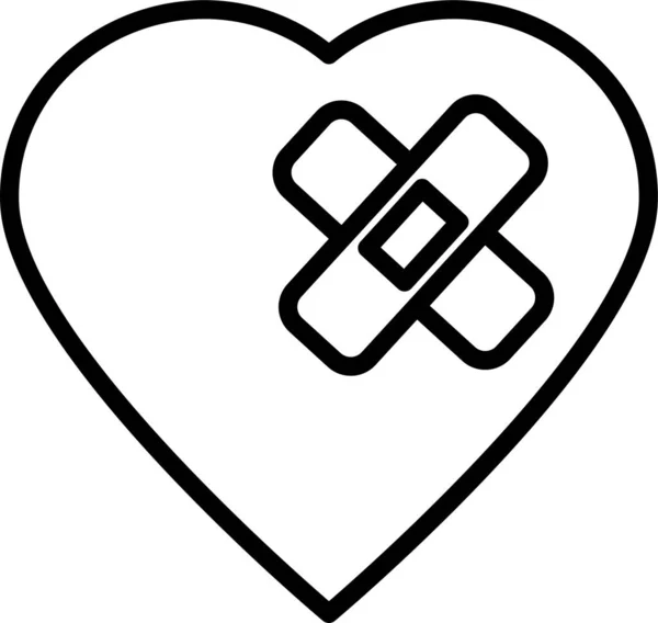 Corazón Lesionado Icono Herido Estilo Del Esquema — Archivo Imágenes Vectoriales