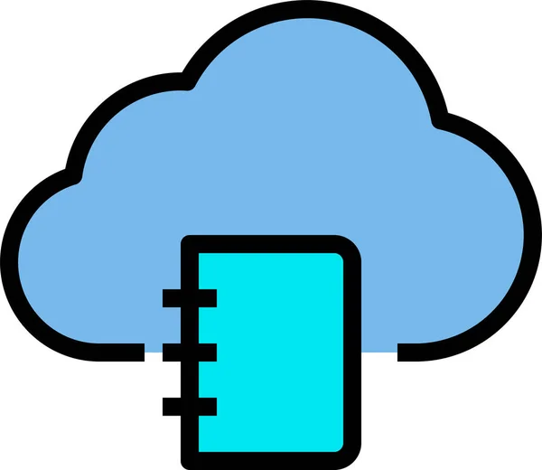 Book Cloud Storage Icon Filled Outline Style — Stock Vector