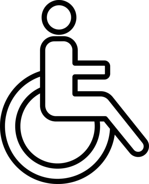 Icono Rueda Para Personas Con Discapacidad Estilo Esquema — Vector de stock