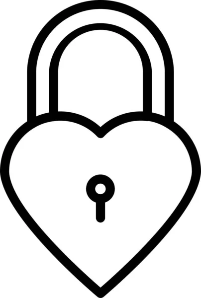 Lock Love Heart Icon Outline Style — Stock Vector