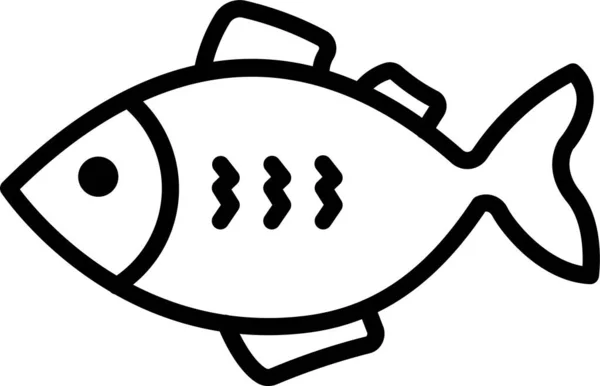 Rybí Mořská Plody Ikona Stylu Osnovy — Stockový vektor