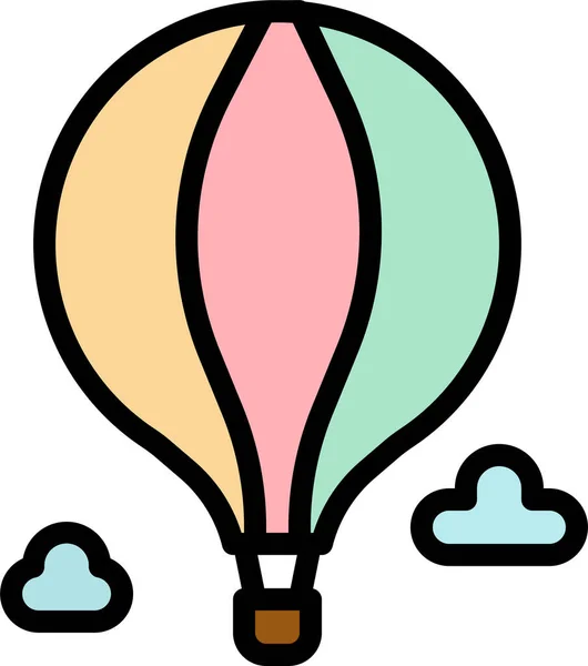 Icône Chaude Ballon Air Dans Style Contour Rempli — Image vectorielle