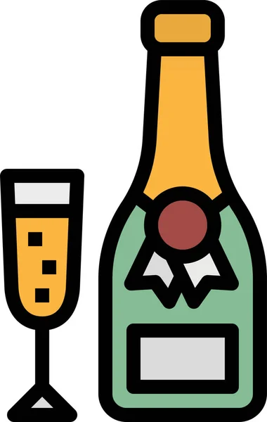 Alcoholische Champagne Felicitaties Icoon Gevulde Outline Stijl — Stockvector