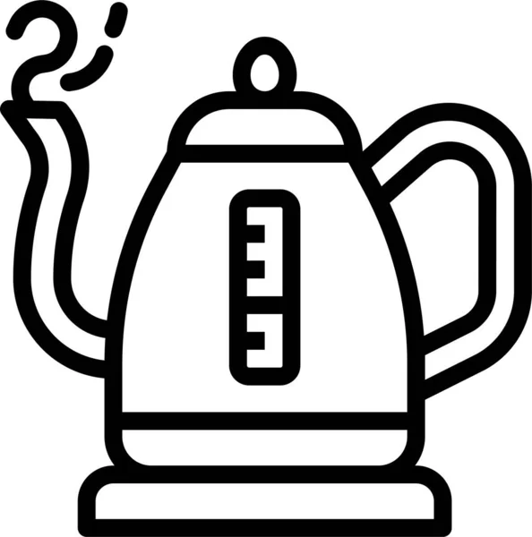 Koken Ketel Kok Pictogram Omtrek Stijl — Stockvector