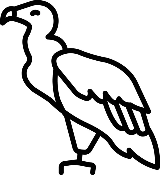 Faune Oiseau Animal Icône Dans Style Contour — Image vectorielle