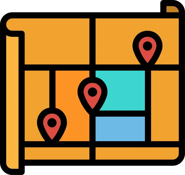 Ikona Mapy Lokalizacji Gps Stylu Filled Outline — Wektor stockowy
