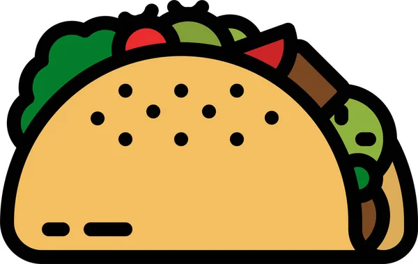 Taco Mellanmål Mexikansk Ikon — Stock vektor