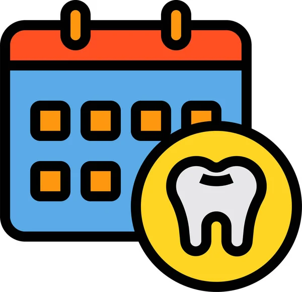 Calendar Checkup Dental Icon Filled Outline Style — Stock Vector