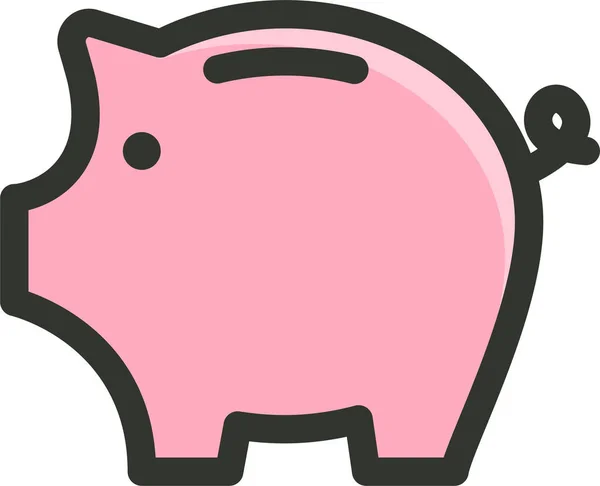 Banco Presupuesto Piggy Icono Estilo Contorno Lleno — Archivo Imágenes Vectoriales