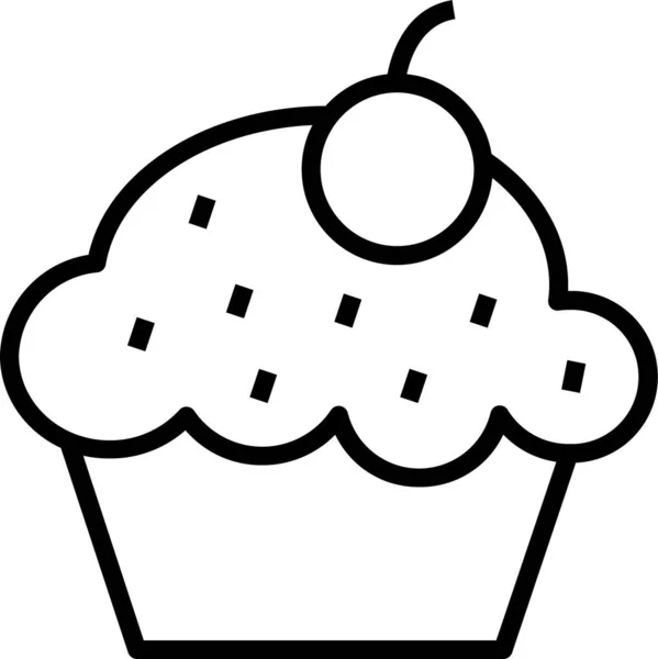 Bäckerei Dessert Cupcake Ikone Umriss Stil — Stockvektor