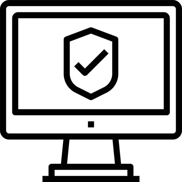 Ikona Bezpiecznego Interfejsu Komputera Zarysie — Wektor stockowy