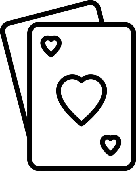 Jeu Cartes Icône Blackjack Dans Style Contour — Image vectorielle