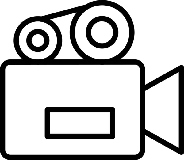 Icône Film Cinéma Vidéo Dans Style Contour — Image vectorielle