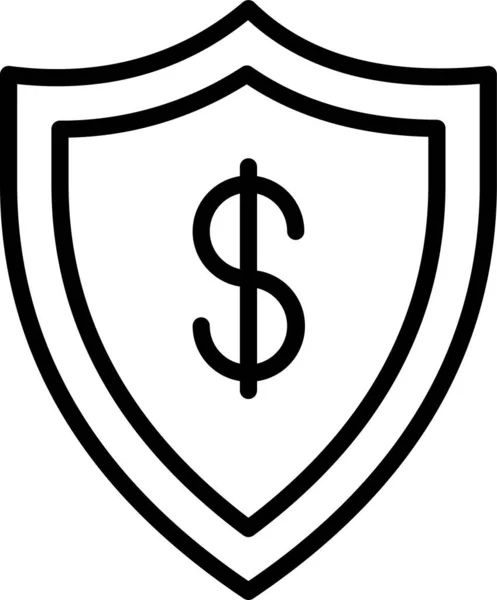 Sécurité Protection Dollar Icône Dans Style Contour — Image vectorielle