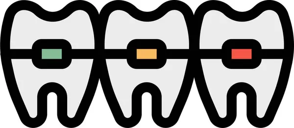 Aparat Ortodontyczny Dentysta Ikona Stylu Wypełnionym — Wektor stockowy