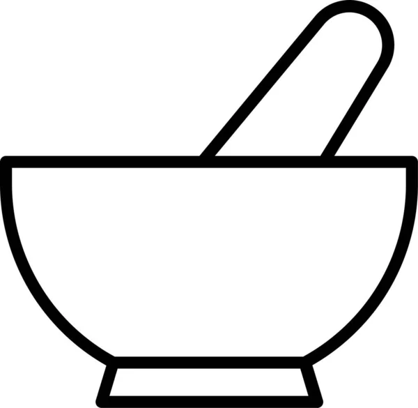 ボウルスープ料理のアイコンをアウトラインスタイルで — ストックベクタ