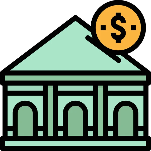 Ícone Museu Dinheiro Banco Estilo Esboço Preenchido — Vetor de Stock
