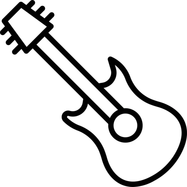 Ikon Instrumen Musik Gitar Dalam Gaya Outline - Stok Vektor