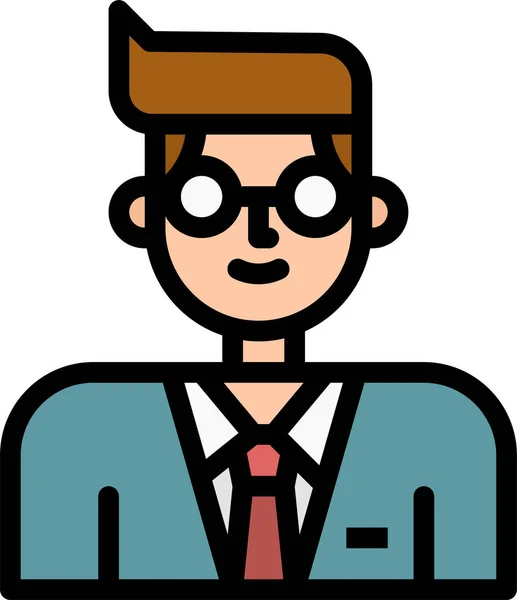 Asesor Consultor Negocios Icono Estilo Esquema Lleno — Vector de stock