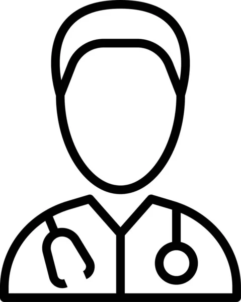 Icono Del Hospital Cirujano Trabajo Estilo Esquema — Vector de stock