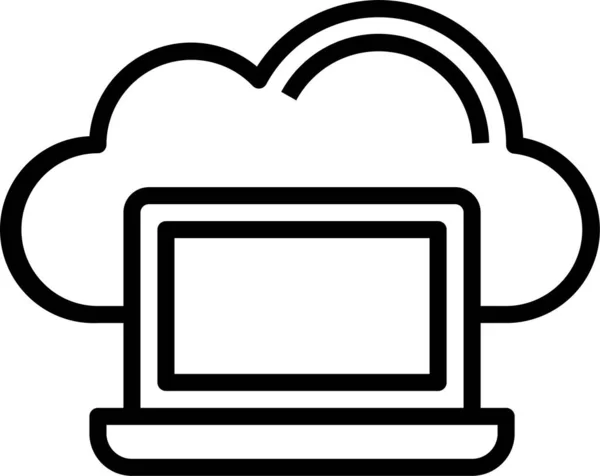 Icône Stockage Cloud Internet Dans Style Contour — Image vectorielle