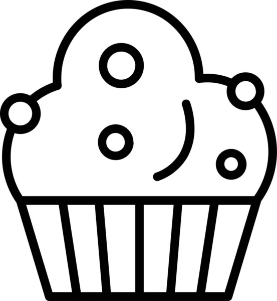 Cupcake Dezert Muffin Ikona Stylu Osnovy — Stockový vektor