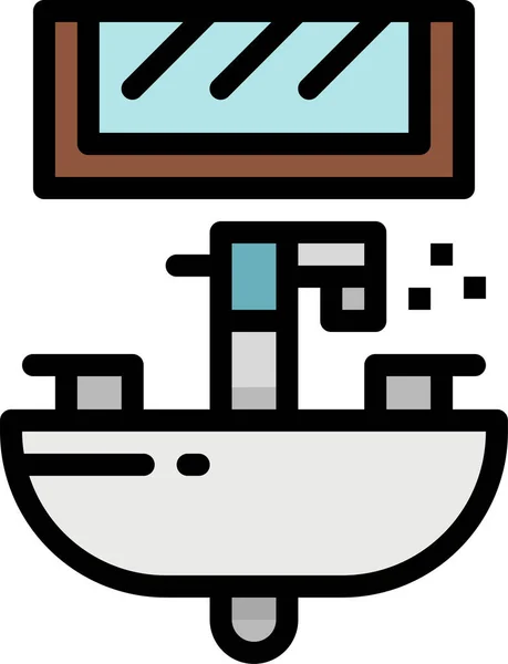 Иконка Гигиенического Зеркала Ванной Комнаты Стиле Заполненного Контура — стоковый вектор