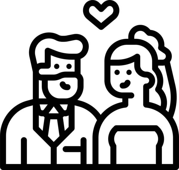 Pareja Amante Icono Boda — Vector de stock