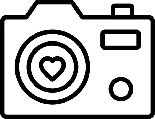 Camera Photo Heart Icon Outline Style — Stock Vector