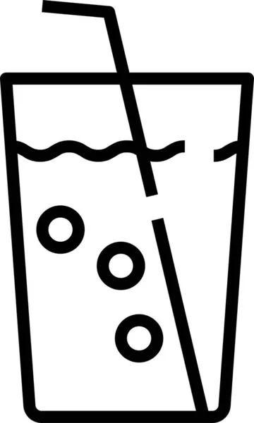 Saftglas Stroh Symbol Umriss Stil — Stockvektor
