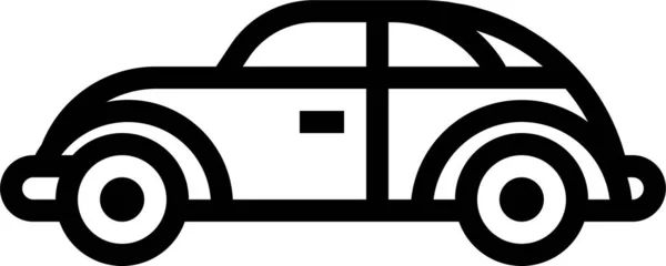 アウトラインスタイルの自動車のレトロアイコン — ストックベクタ