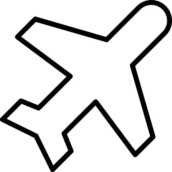 Avión Vuelo Icono Viaje Estilo Esquema — Vector de stock