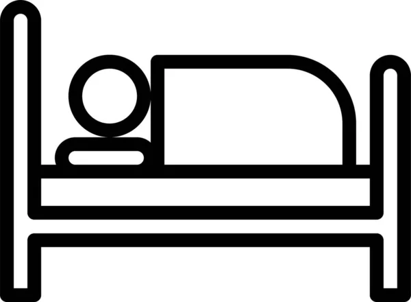 Yatak Hostel Otel Simgesi Ana Hatlarıyla — Stok Vektör