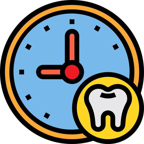 Chequeo Dental Icono Del Dentista Estilo Contorno Lleno — Vector de stock